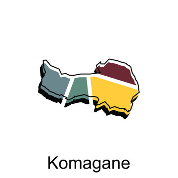 Colorful Map City of Komagane, Japan Map Country Geometric Simple Design template