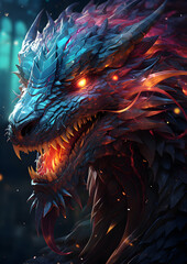 Dragon, Gothic Mythical Dragon Head, Medieval Fantasy Dragon Graphic, Scary Dragon, generative ai illustration