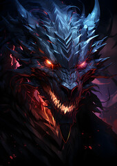 Dragon, Gothic Mythical Dragon Head, Medieval Fantasy Dragon Graphic, Scary Dragon, generative ai illustration