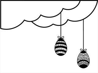 Easter Eggs Border Line Art
