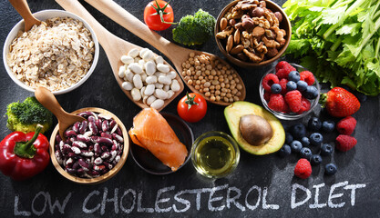 Cholesterol lowering food products - obrazy, fototapety, plakaty