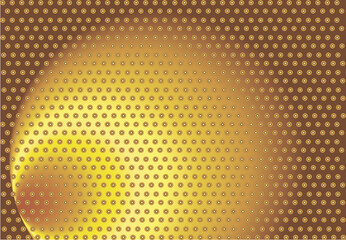 Abstract geometric pattern. Gradient balls on a radial gradient gold background. Flyer background design, advertising background, fabric, clothing, texture, textile pattern.