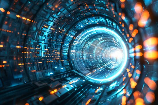 Vibrant blue portal a hologram pathway to alternate realities copyspace for endless possibilities