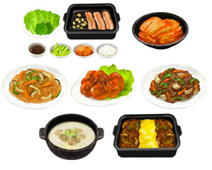 韓国料理　イラストセット　１