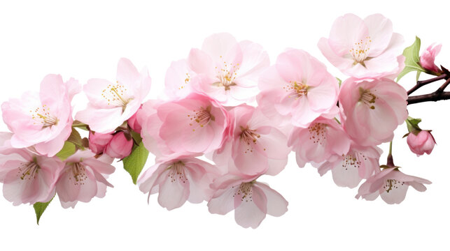 Sakura(Cherry blossom) blooming isolated on transparent and white background.PNG image