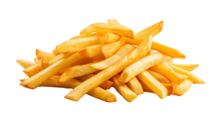 french fries, potato fry isolated on transparent and white background.PNG image