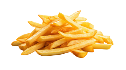 french fries, potato fry isolated on transparent and white background.PNG image