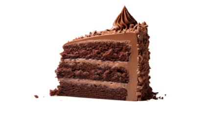 Chocolate cake isolated on transparent and white background.PNG image
