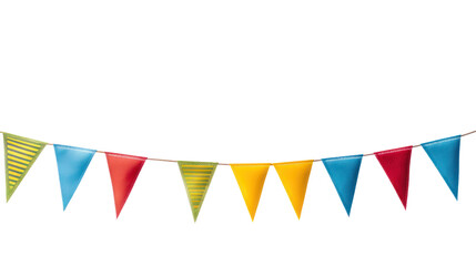 Obraz premium multicolor pennant flags for colorful isolated on transparent and white background.PNG image.
