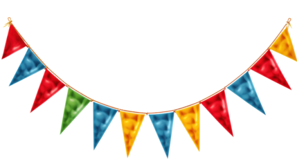 multicolor pennant flags for colorful isolated on transparent and white background.PNG image.