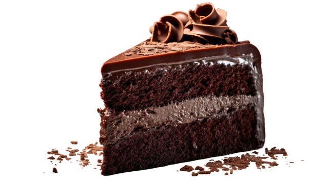 Chocolate cake isolated on transparent and white background.PNG image