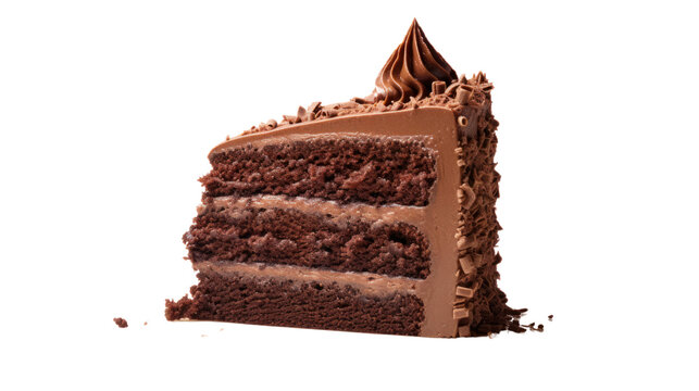 Chocolate cake isolated on transparent and white background.PNG image