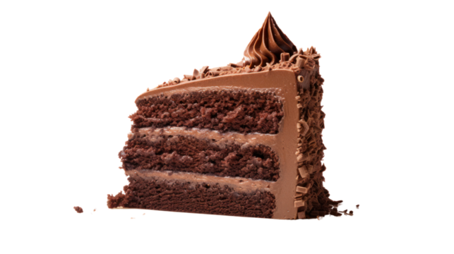 Chocolate cake isolated on transparent and white background.PNG image