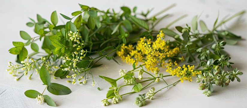 A bunch of green and yellow flowers, including Galium verum