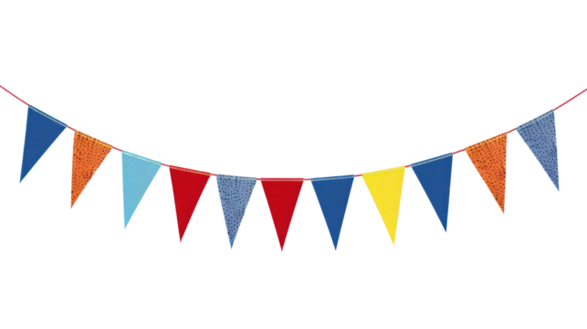 multicolor pennant flags for colorful isolated on transparent and white background.PNG image.
