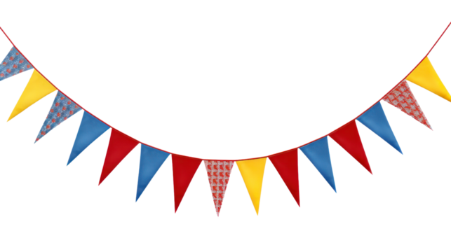 multicolor pennant flags for colorful isolated on transparent and white background.PNG image.