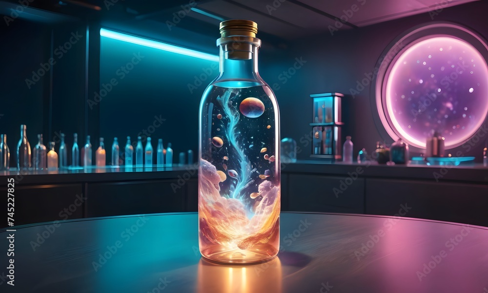 Poster a mesmerizing portal opens up to an interstellar phenomenon, surrounded by lush greenery and hinting