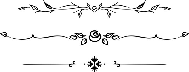 black and white set of delimiters for text, dividers