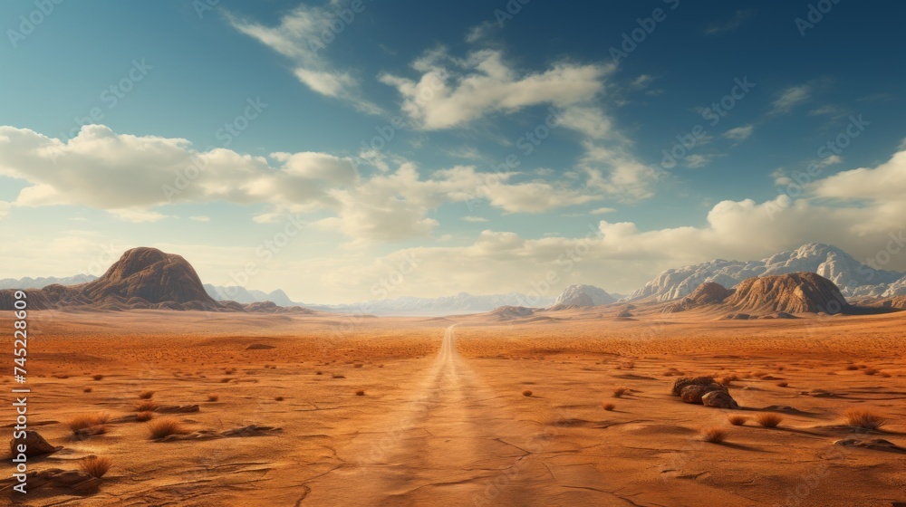 Poster Generative AI Aerial View of Endless Desert Highway