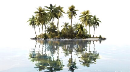 Obraz premium Tropical Island Paradise with Palm Trees, and White Sands