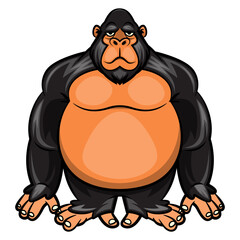 Gorilla cartoon characters standing. Best for sticker, logo, and mascot with wildlife themes
