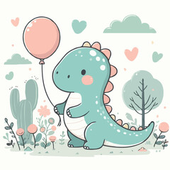 cute dinosaur cartoon vector on white background

