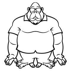 Gorilla cartoon characters wearing sunglasses and summer shirt. Best for outline, logo, and coloring book with summer vacation themes