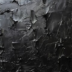Abstract Black Textured Paint on Canvas Surface