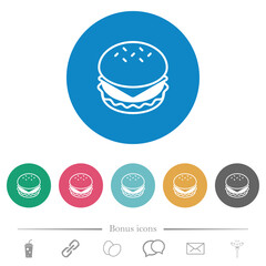 Cheeseburger flat round icons