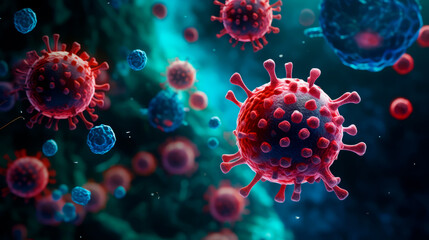 Digital illustration of Herpes Simplex Virus - obrazy, fototapety, plakaty