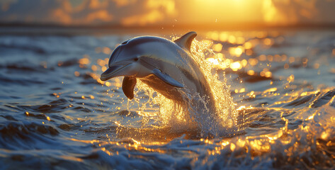 horse in the water, Elegant Bottlenose Dolphin Jumping Freeze a moment in time as a bottlenose dolphin leaps joyfully out of the water, its sleek body glistening in the sunlight as it arcs gracefully 
