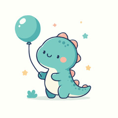 Obraz premium cute dinosaur cartoon vector on white background 