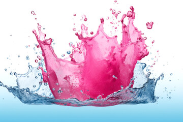 Vibrant explosion of color: pink and blue paint splash captured in mid-air - obrazy, fototapety, plakaty