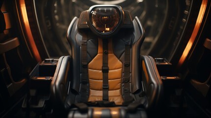 Generative AI Close-up of a well-designed aircraft seat, highlighting comfort, adjustable features,...