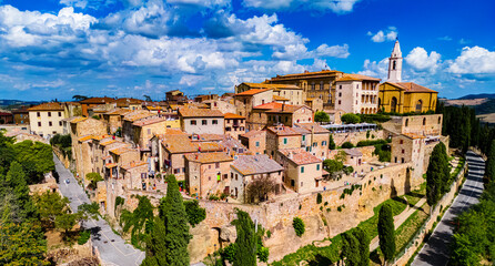 Obraz premium Aerial view of Pienza, Tuscany, Italy
