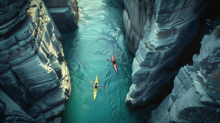 Kayakers from above 