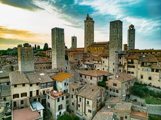 Aerial view of San Gimignano, Tuscany, Italy - obrazy, fototapety, plakaty