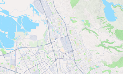 Fototapeta na wymiar Milpitas California Map, Detailed Map of Milpitas California
