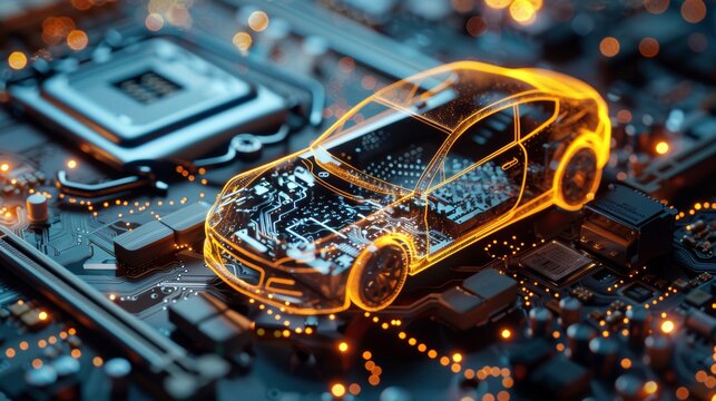 Conceptual Smart Car on Electronic Circuit Board