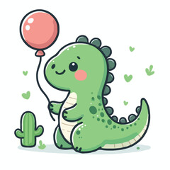 Fototapeta premium cute dinosaur cartoon vector on white background 