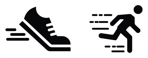 fast running flat icon, running shoe flat icon vector illustration - obrazy, fototapety, plakaty