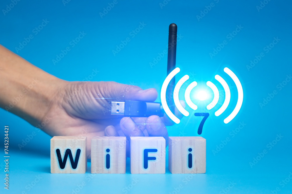 Poster concept technology wifi 7 connect to the internet world with new technology