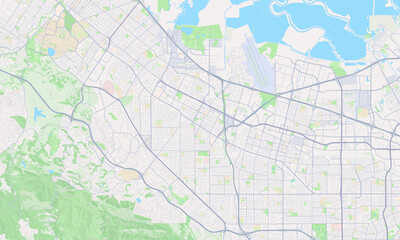 Fototapeta na wymiar Mountain View California Map, Detailed Map of Mountain View California