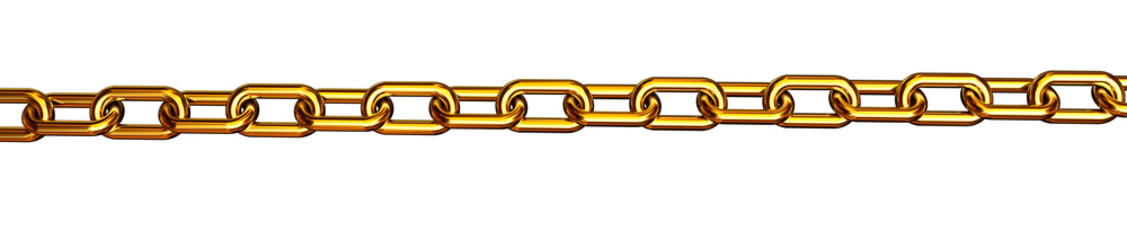 Obraz premium chain golden gold long isolated background - 3d rendering