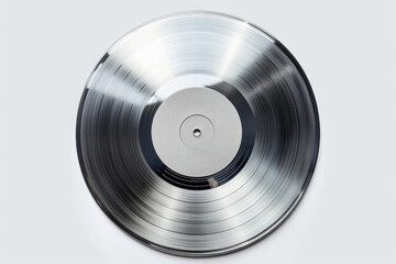 Silver Record on White Background