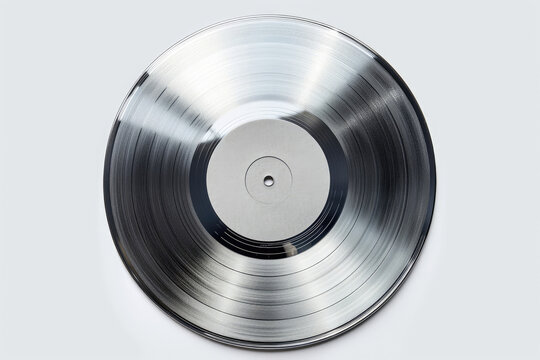 Silver Record on White Background