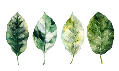 Watercolor Leaves with Twisted Branches