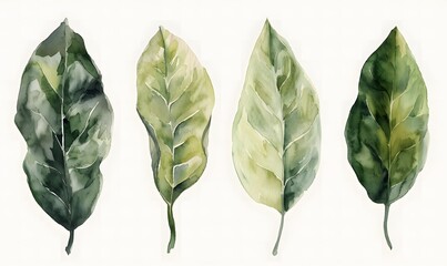 Naklejka premium Watercolor Leaves with Twisted Branches