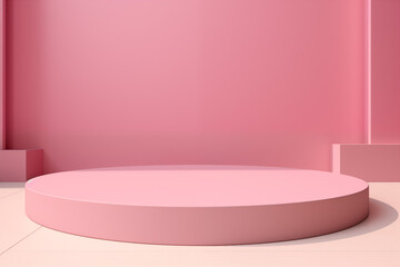 Fototapeta na wymiar Minimalist light pink podium for product display.