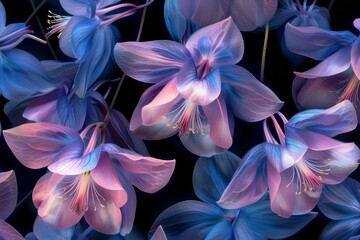 the delicate allure of Aquilegia flowers in this pattern